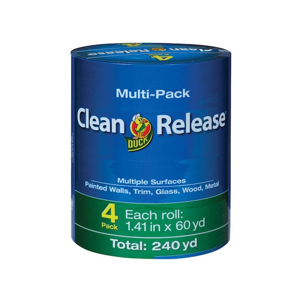 Duck Brand Duck Clean Release 1.41 in. W X 60 yd L Blue Medium Strength Painter's Tape 4 pk 240460 - main
